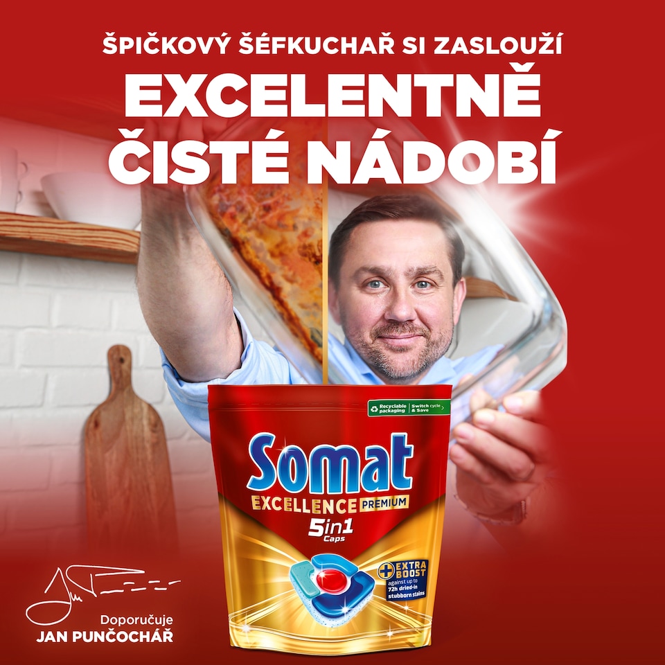Obrázek 1 pro produkt Somat Excellence Premium 5in1 Caps kapsle do automatické myčky na nádobí 54 ks 1053g