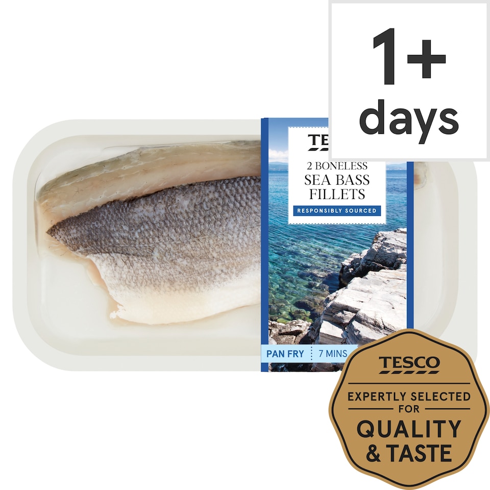 Tesco 2 Boneless Sea Bass Fillets 180G