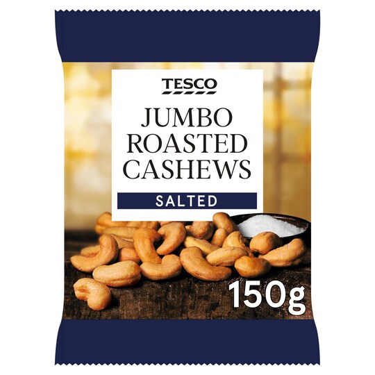 Tesco Jumbo Roasted Salted Cashew Nuts 150G Tesco Groceries