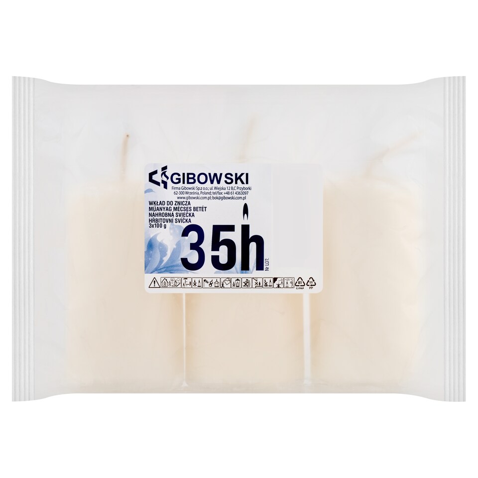 Gibowski fehér műanyag mécses betét 3 x 100 g