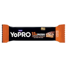 YoPro karamellízű fehérjeszelet, tejcsokoládé bevonattal, ropogós szójakészítménnyel 45 g