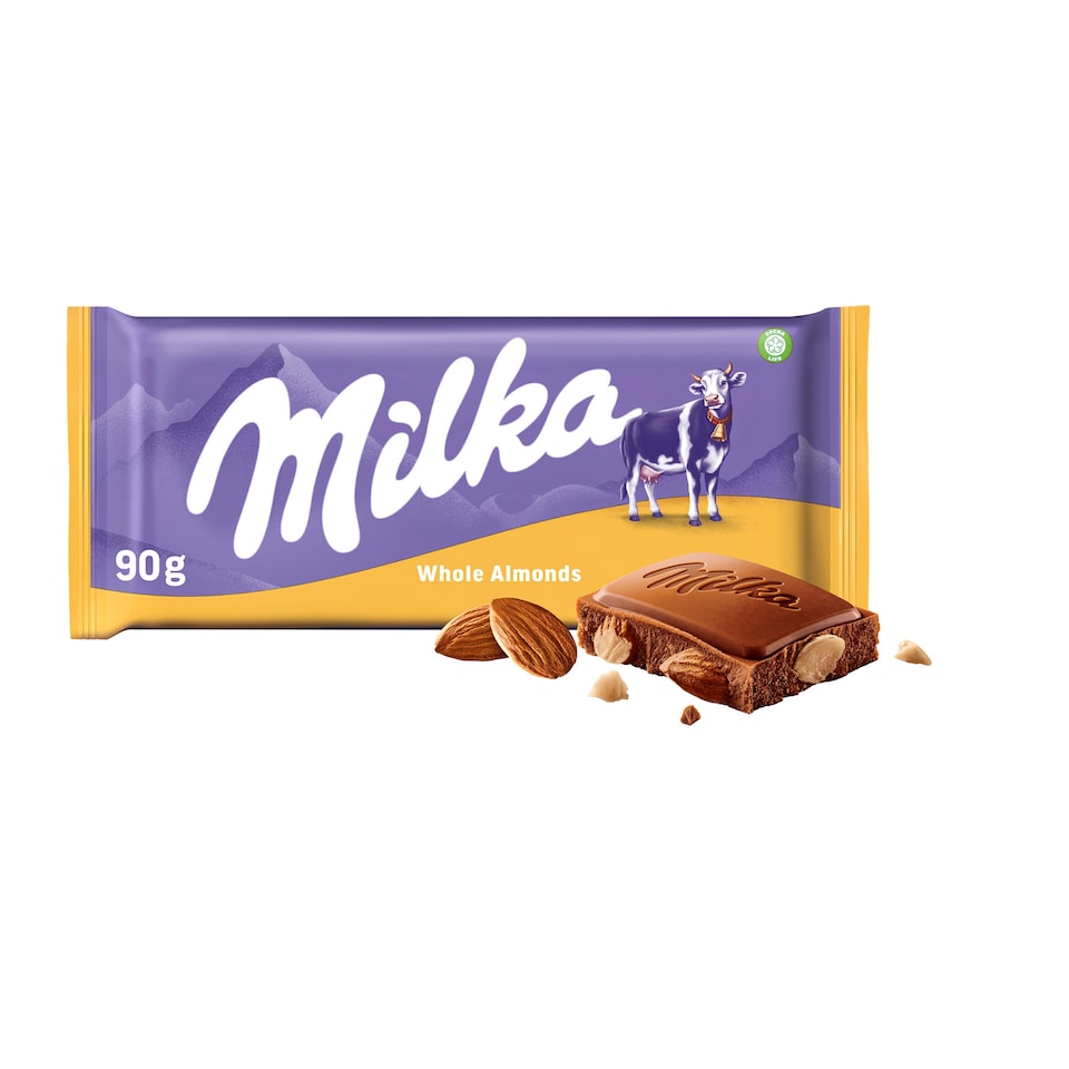 Milka čokoláda z alpského mléka s celými jádry mandlí 90g