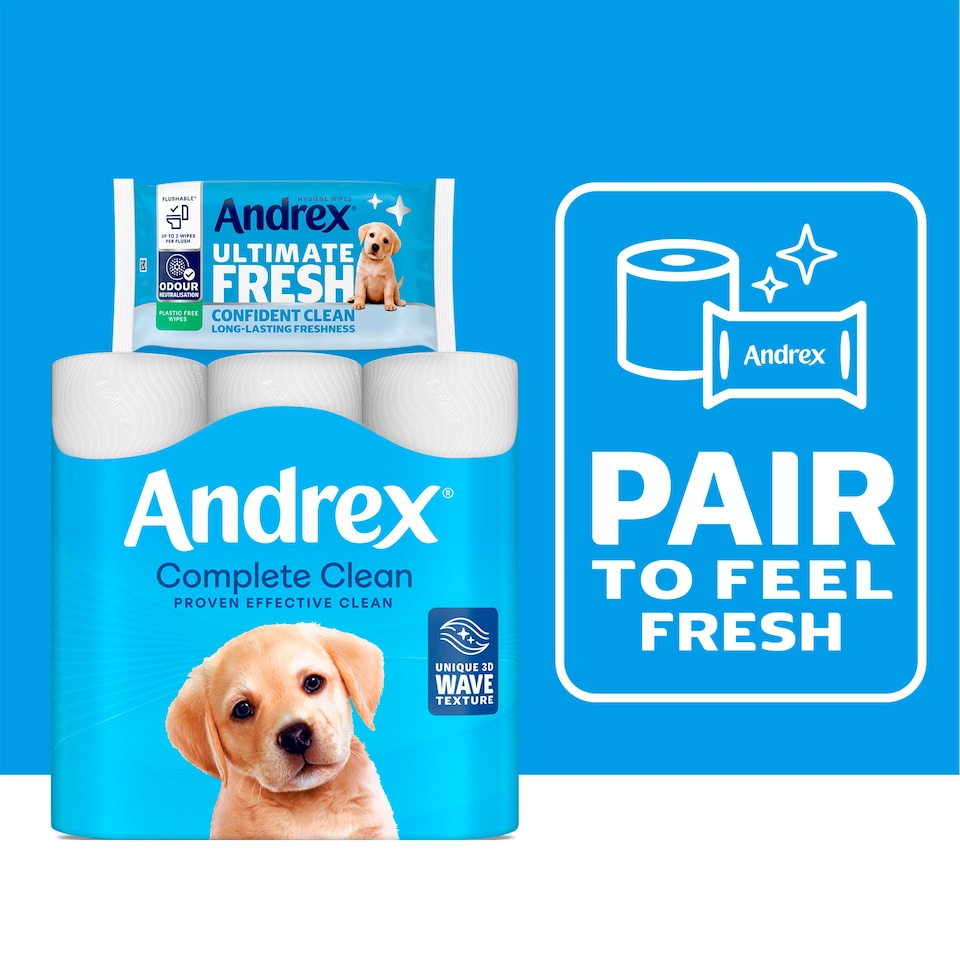 image 1 of Andrex Ultimate Fresh Hygiene Wipes Odour Control Moist Toilet Tissue Quad Pack 4 x 36 wipes