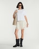 image 2 of F&F Satin Lace Trim Drawstring Shorts in Cream