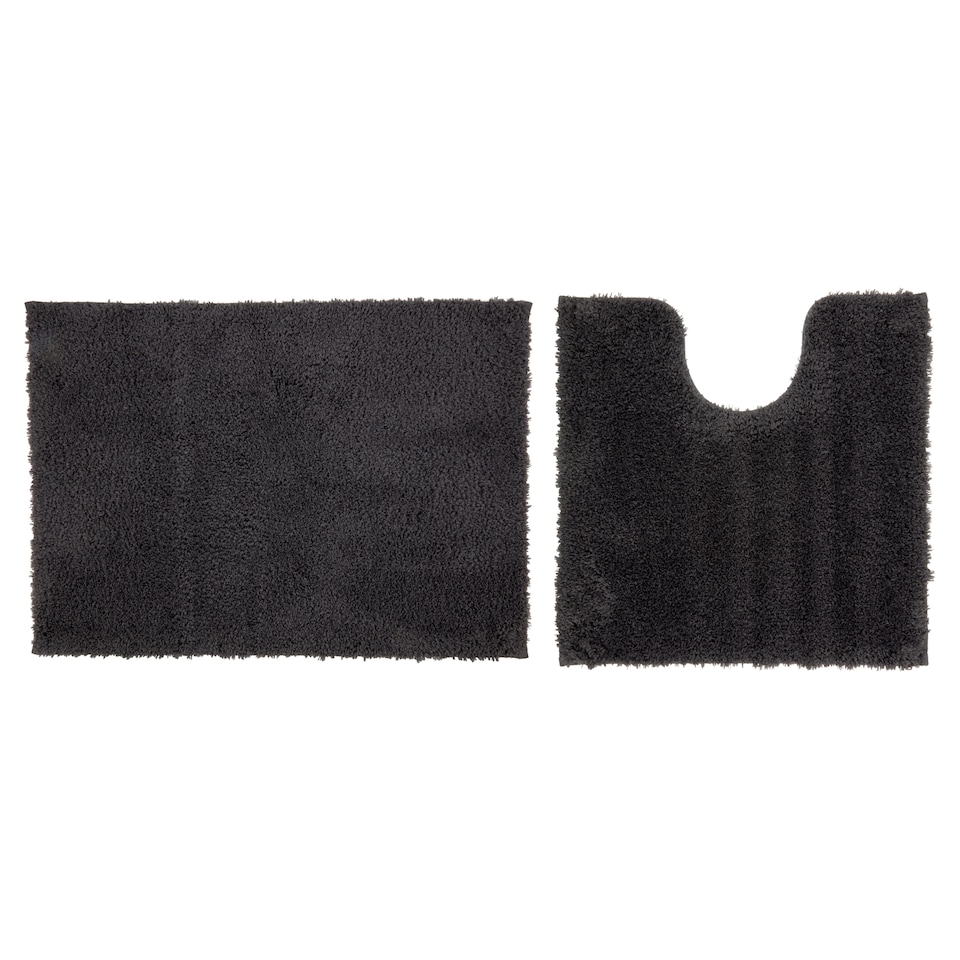 F&F Home Pedestal & Bath Mat Set Dk Grey