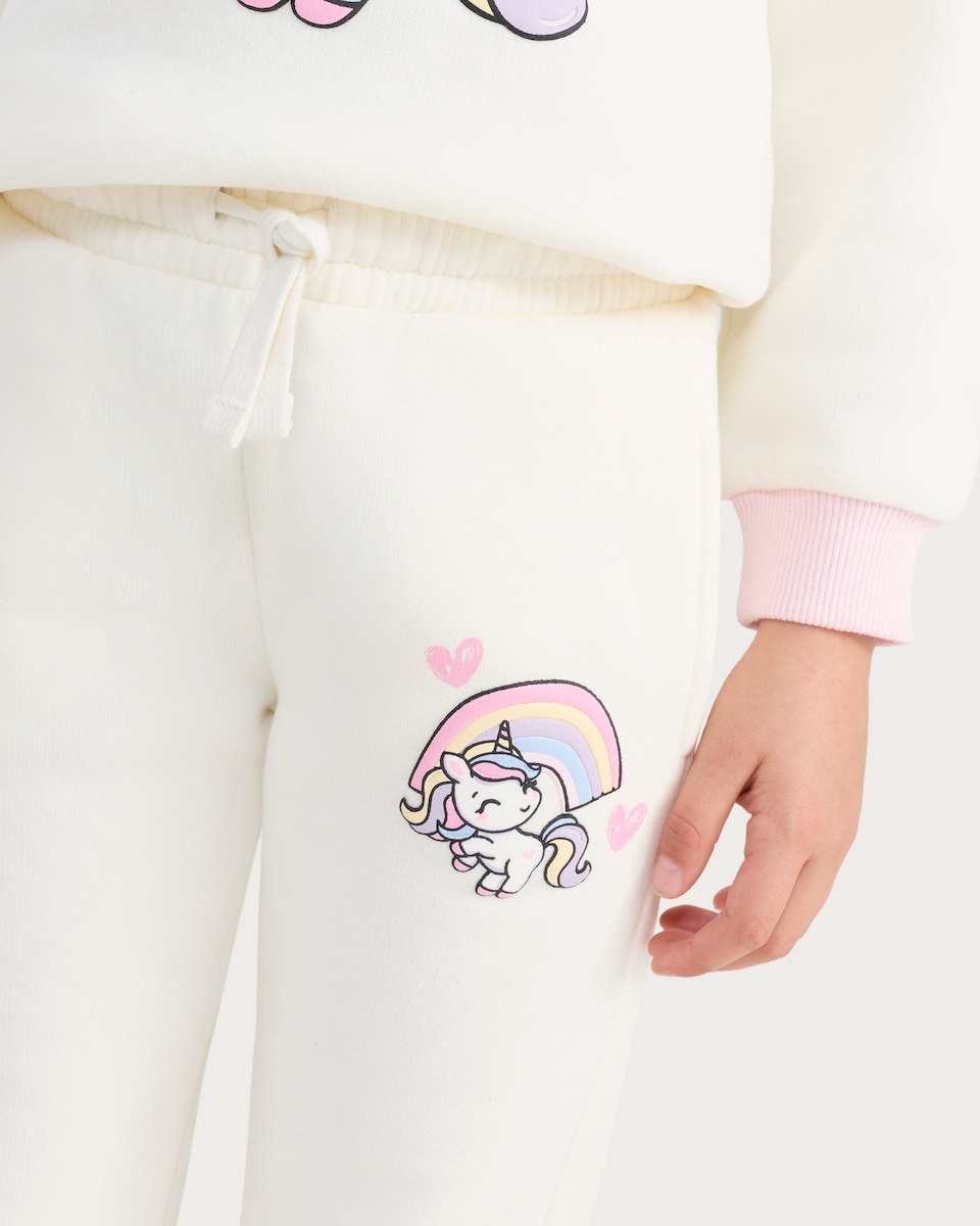 image 1 of F&F Girls Cotton Rich Unicorn Sweatshirt in White