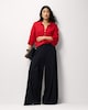 image 1 of F&F Wrap Front Pinstripe Wide Leg Trousers in Navy