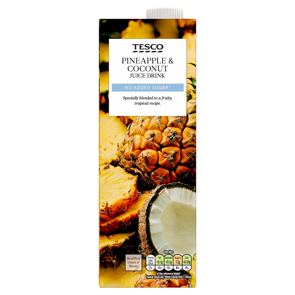 Tesco No added Sugar Pineapple & Coconut Juice Drink 1L