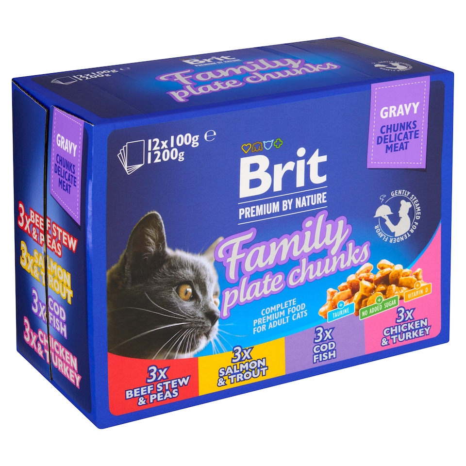 Obrázek 1 pro produkt Brit Premium by Nature Kompletní prémiové mokré krmivo pro dospělé kočky 12 x 100g (1200g)