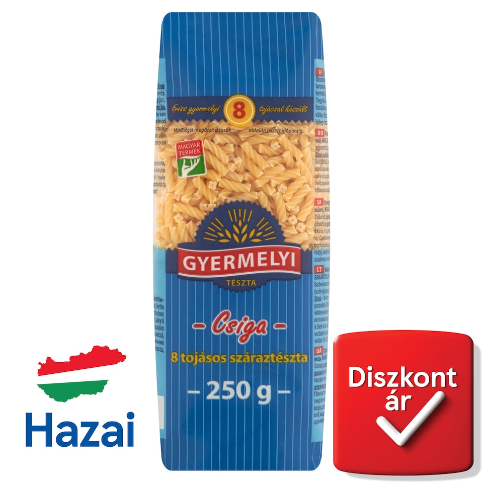 Gyermelyi csiga 8 tojásos száraztészta 250 g