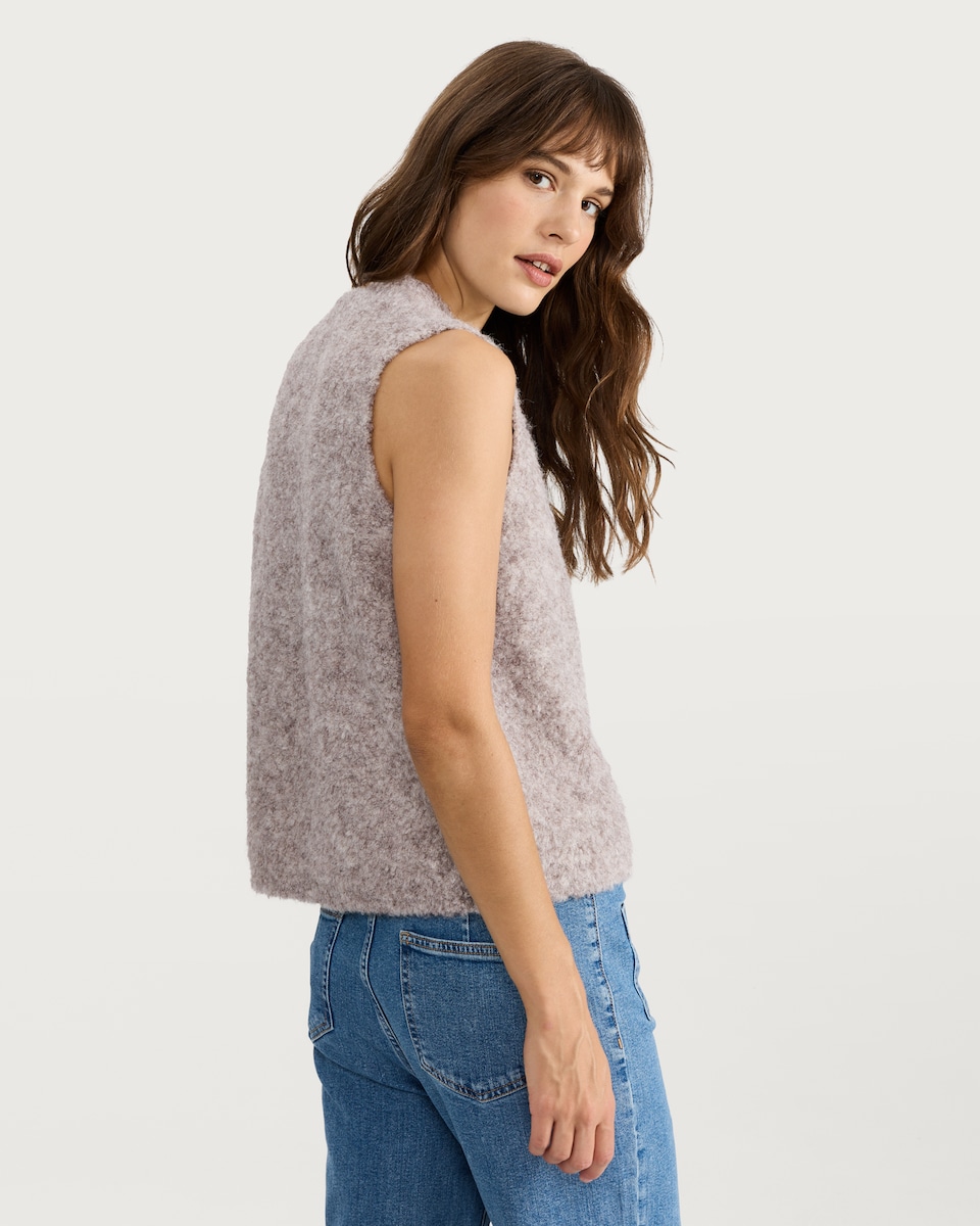 image 1 of F&F Textured Knitted Sleeveless Top with Wool in Mink