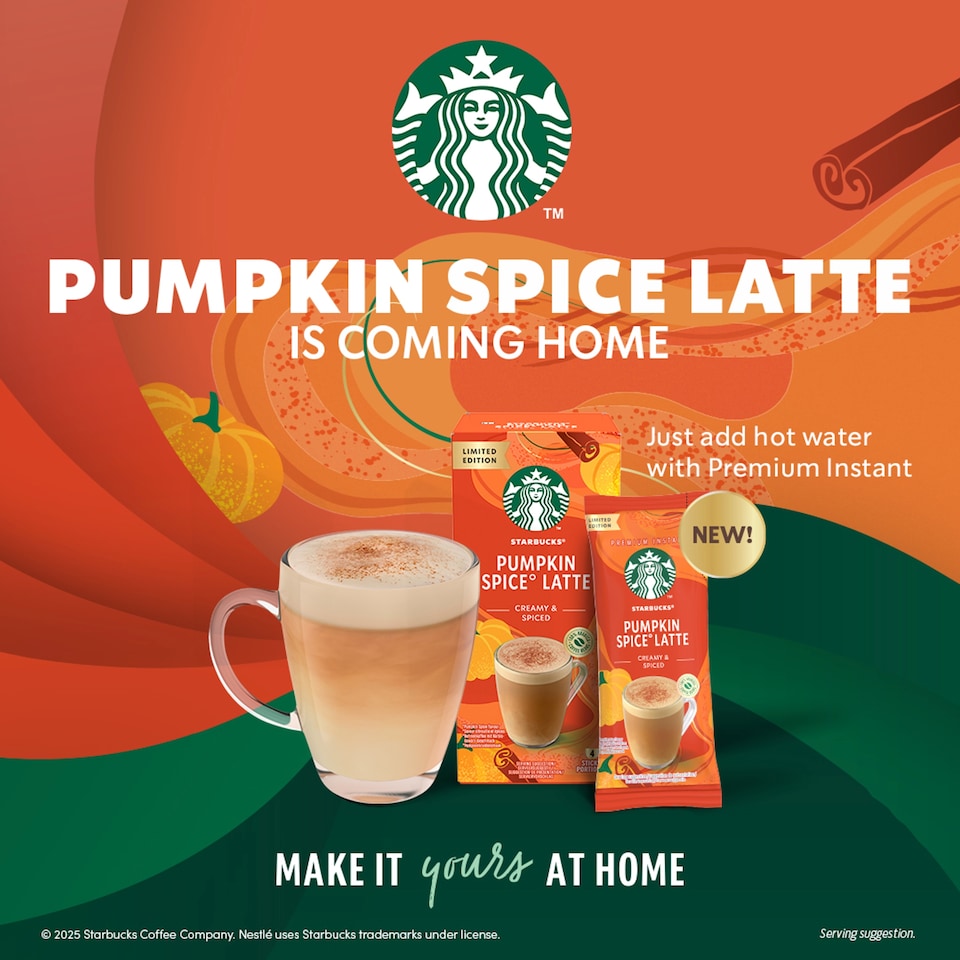 image 1 of Starbucks Limited Edition Pumpkin Spice Latte Creamy & Spiced 4 sachets 96g.