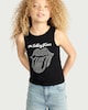 image 1 of Rolling Stones Cotton Rich Ribbed Vest in Black
