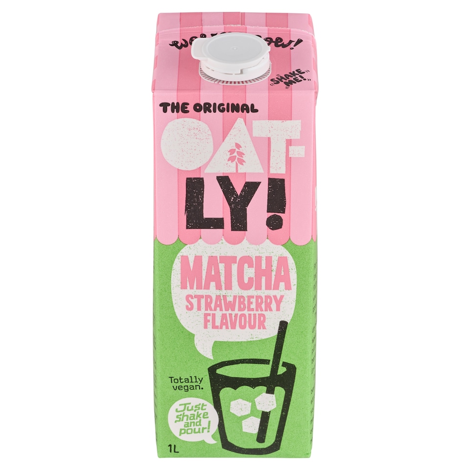 obrázok 1 z Oatly! Matcha Strawberry ovsený nápoj s matcha zeleným čajom a jahodovou príchuťou 1 l
