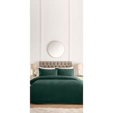 West Park Green Leaf Pinsonic Velvet Duvet Set Double