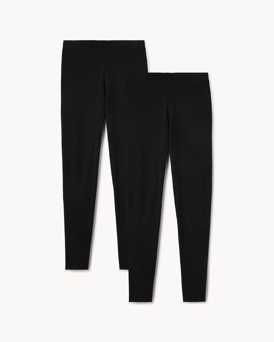 image 1 of F&F 2-Pack Cotton Rich Leggings in Black