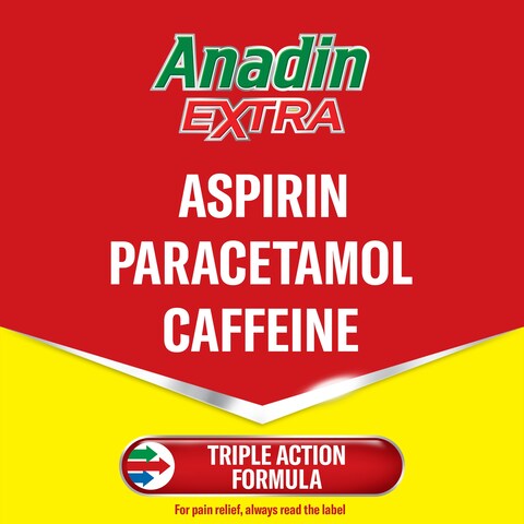 Anadin Extra Pain Relief Caplets - Aspirin, Paracetamol, Caffeine 16s ...