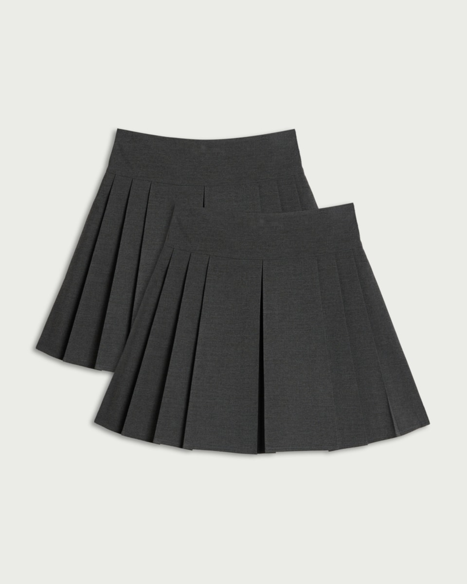 image 1 of F&F School Girls 2-Pack Pleated Kilt Skirts in Grey