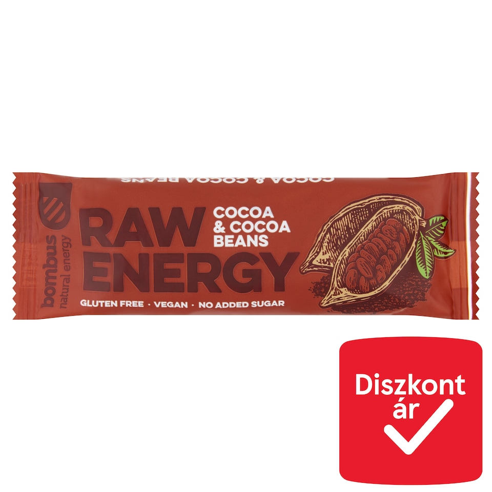 bombus Raw Energy Cocoa & Cocoa Beans gyümölcs szelet 50 g  1. kép