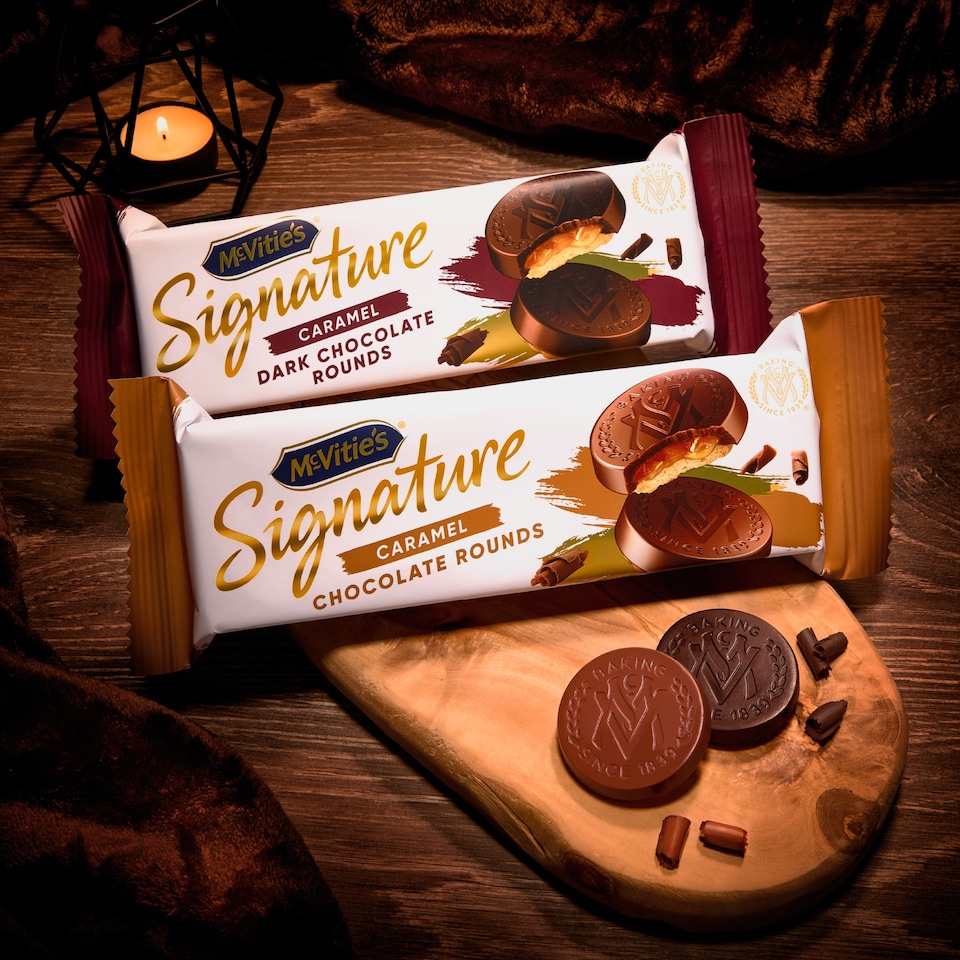 image 1 of McVitie's Signature Caramel Milk Chocolate Rounds Biscuits 109g