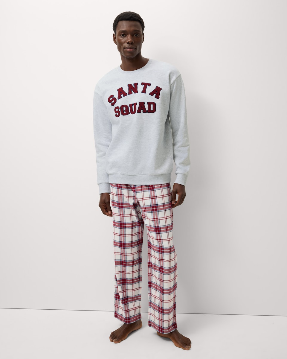 image 1 of Christmas Cotton Rich Santa Squad Matching Family Pyjamas in Grey Marl
