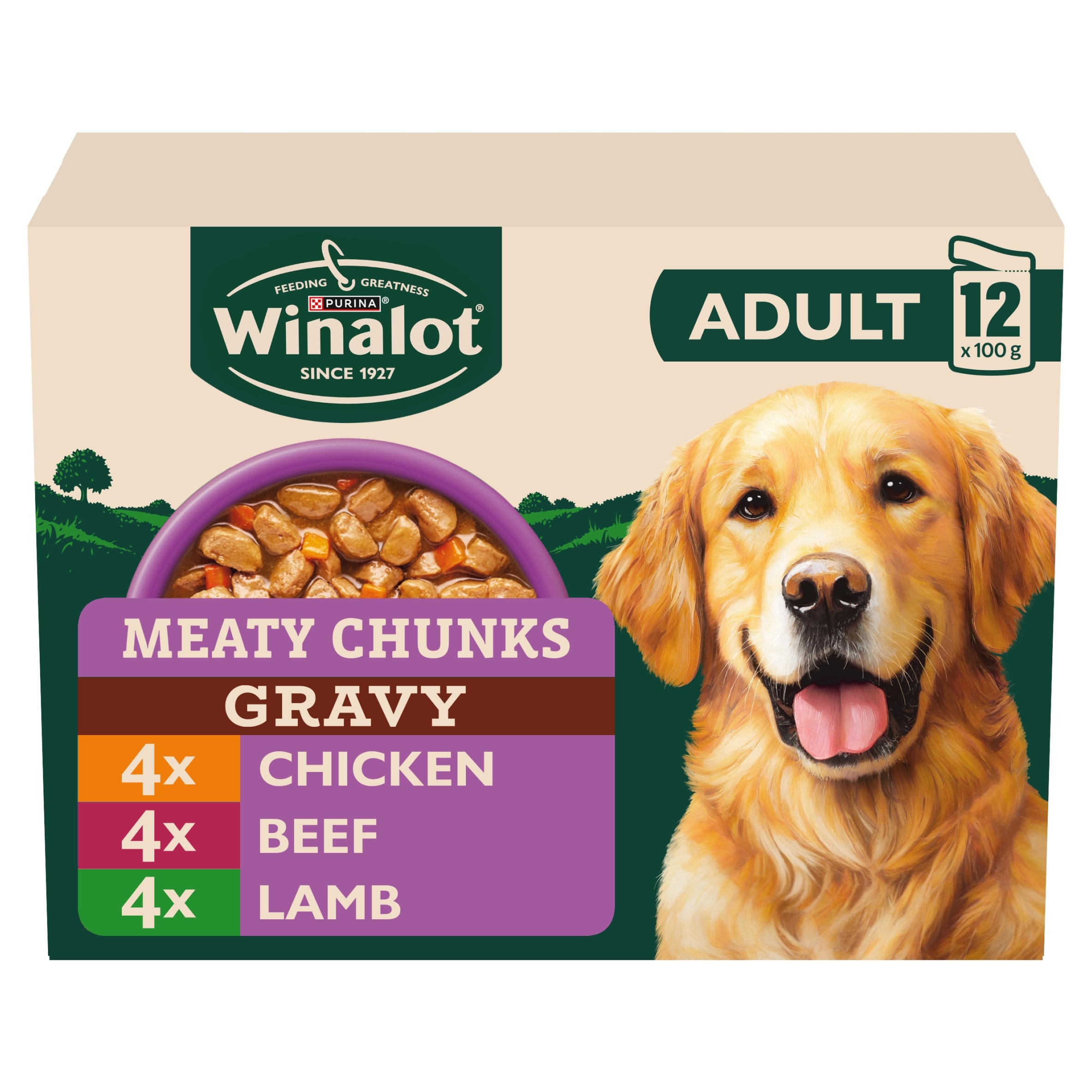 WINALOT Meaty Chunks Mixed in Gravy Wet Dog Food 12x100g