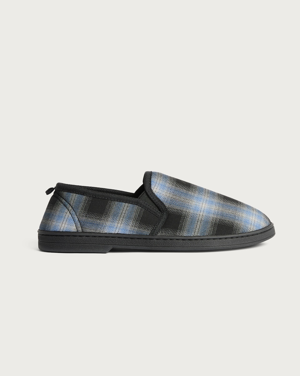 image 1 of F&F Check Print Slippers in Black