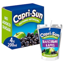 Capri Sun No Added Sugar Blackcurrant 4 X 200Ml