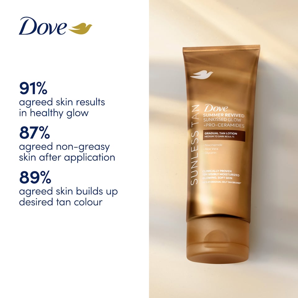 image 1 of Dove Summer Revived Sunless Tan Gradual Tan Lotion Medium To Dark 200ML