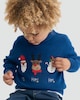 image 2 of F&F Boys Knitted Santa, Reindeer and Snowman Print Jumper in Blue