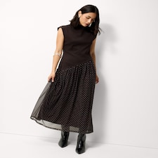 F&F Cotton Rich Polka Dot Midi Dress in Chocolate