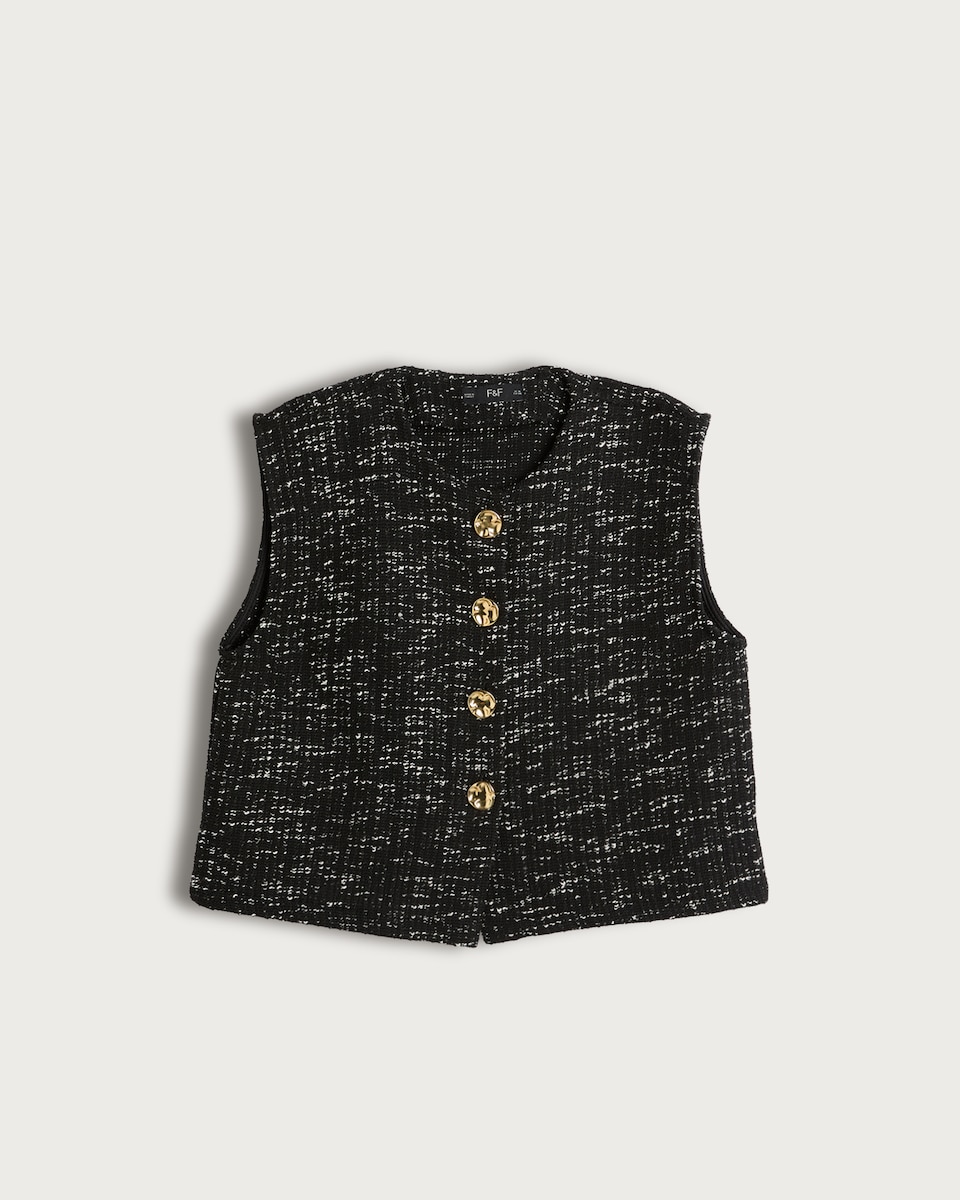 image 1 of F&F Textured Boucle Button Front Waistcoat in Grey