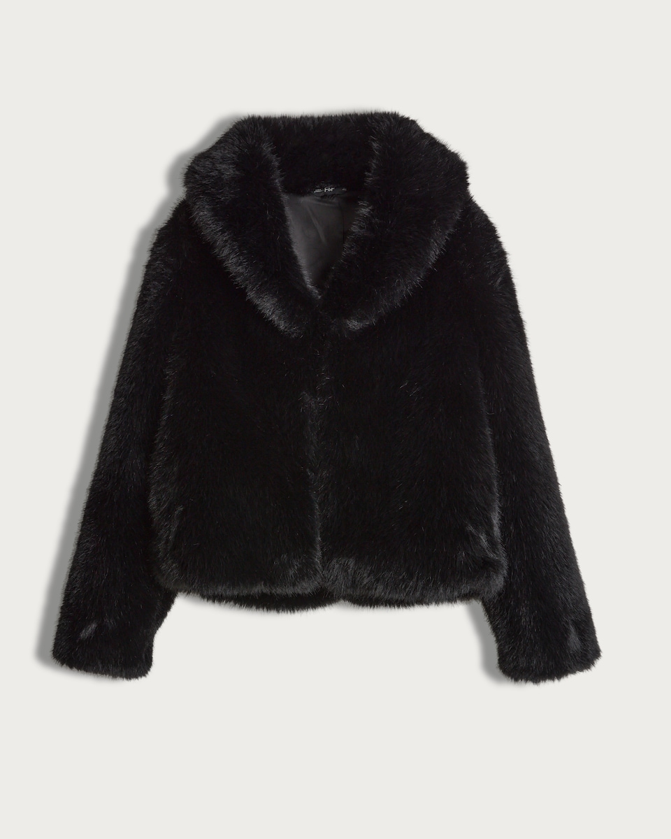 image 1 of F&F Faux Fur Jacket in Black