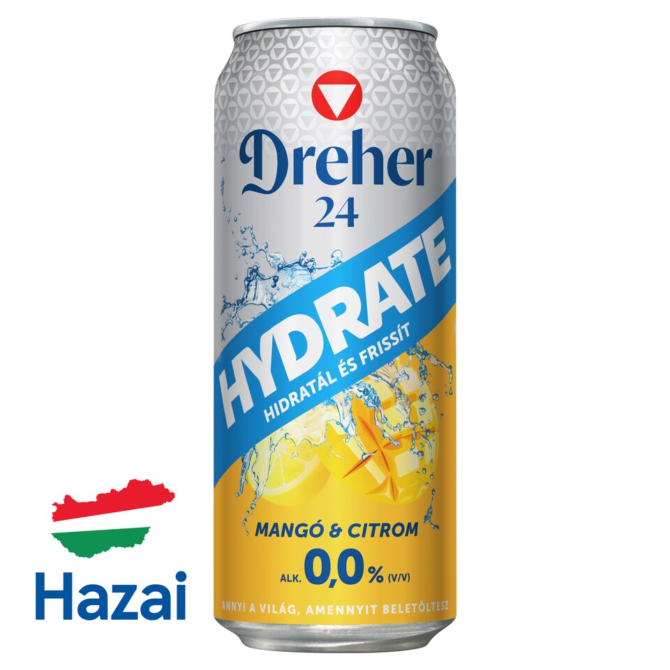 Dreher 24 Hydrate alkoholmentes világos sör és mangó-citrom ízű ital keveréke 0,0% 0,5 l  1. kép