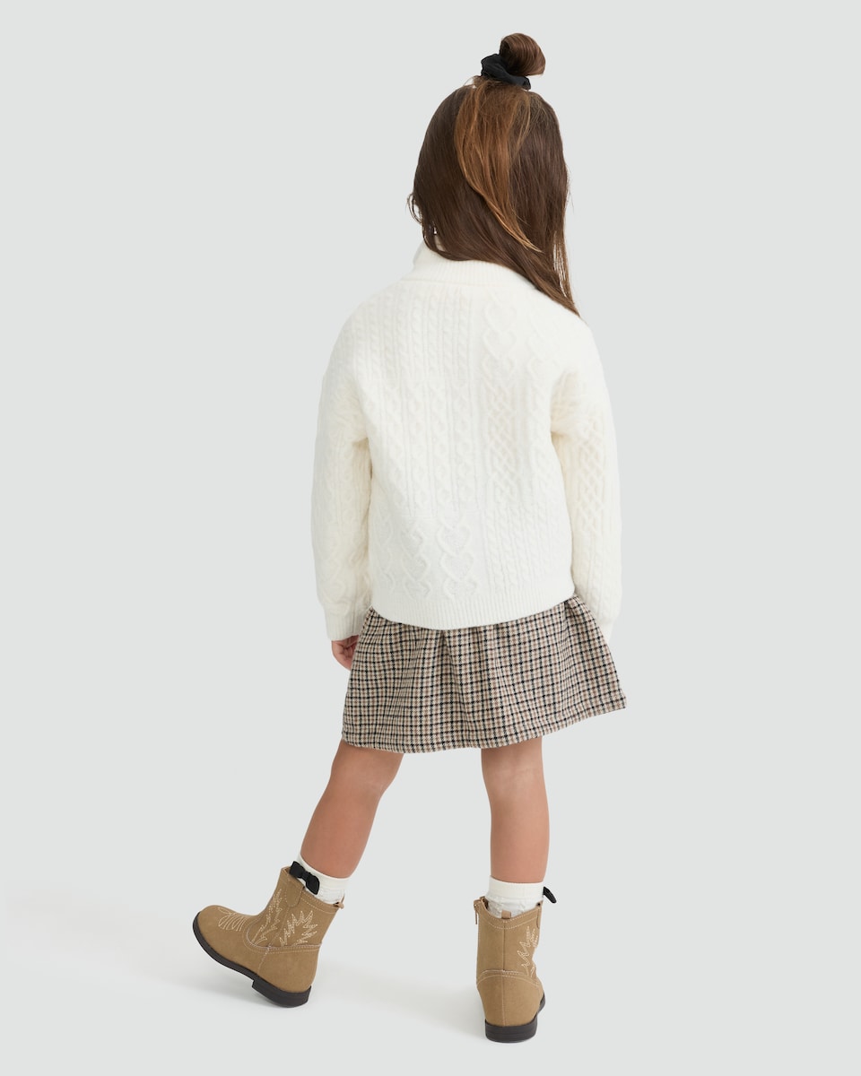 image 1 of F&F x Samantha Faiers Cable Knit Zip Jacket in Cream