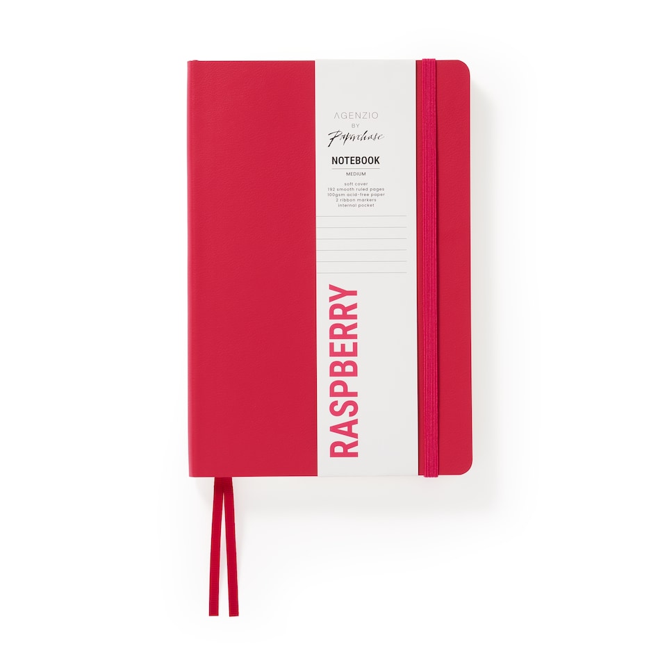 image 1 of Agenzio Soft Touch Medium Ruled Notebook Raspberry