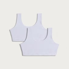 F&F Girls 2-Pack Cotton Rich Crop Tops in White