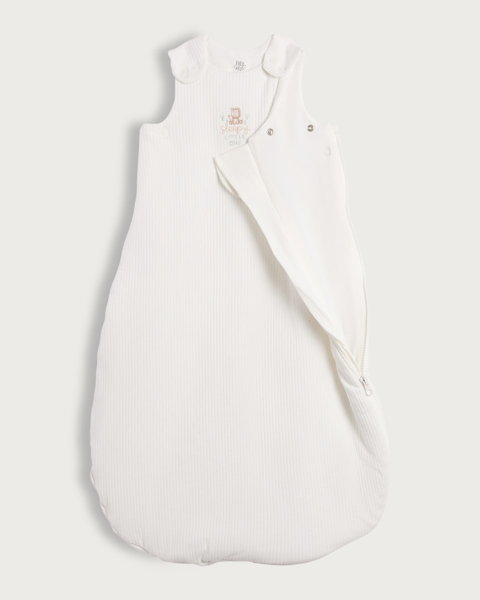 image 1 of F&F Baby Cotton Rich Sleepy Little One 2.5 Tog Sleeping Bag in White