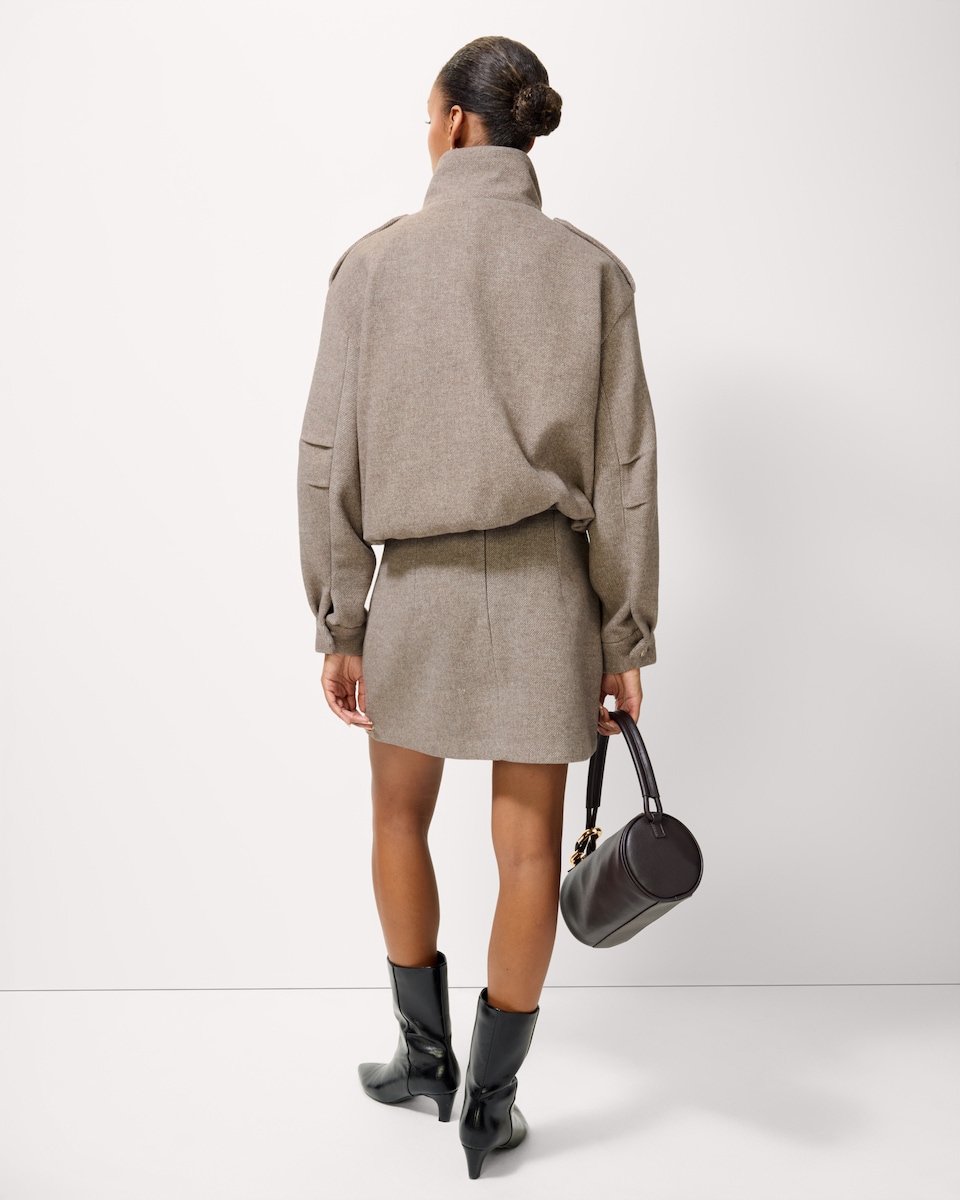 image 1 of F&F Brushed Twill Funnel Neck Jacket in Camel
