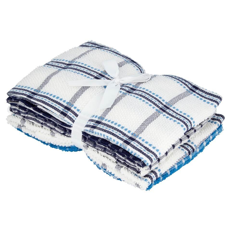 Tesco Terry Tea Towel 5 Pack Navy