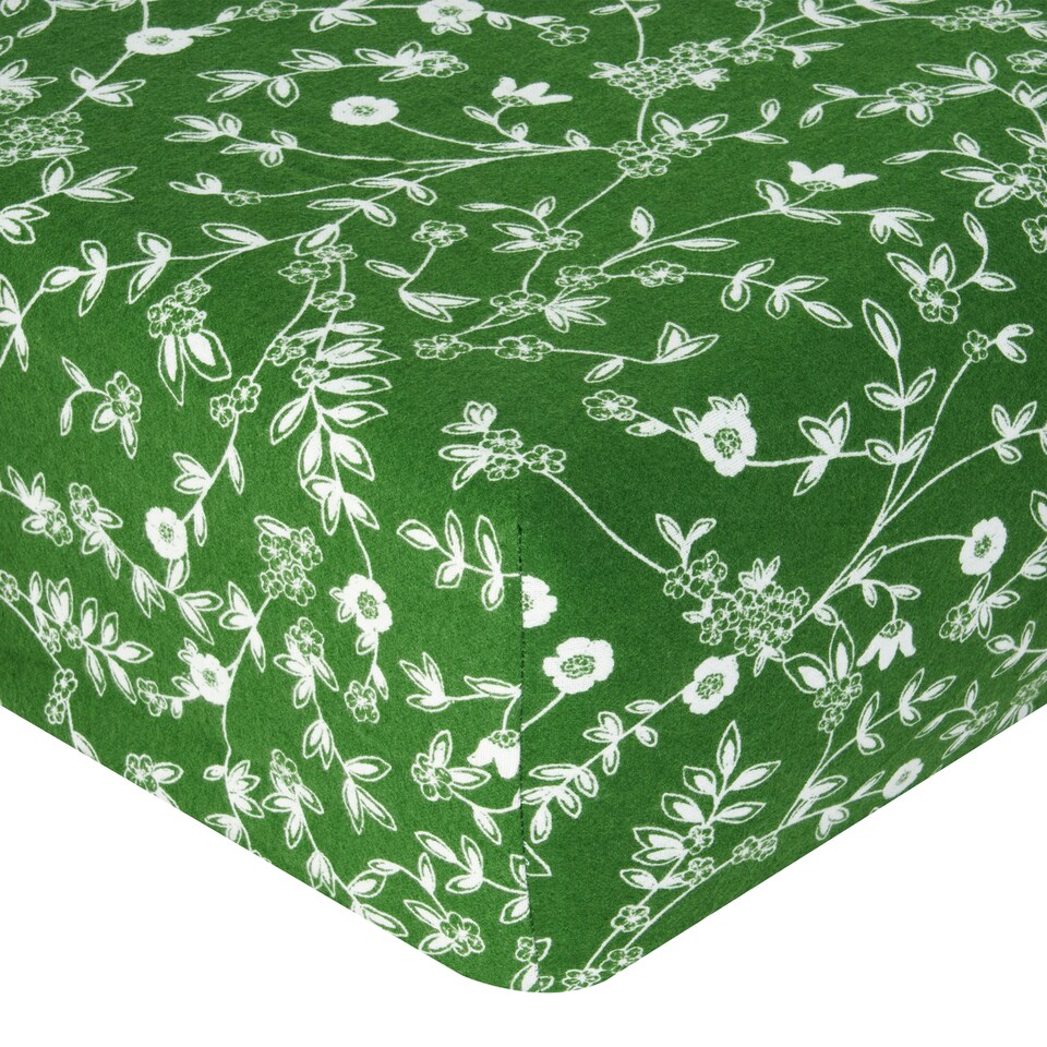 F&F Home Green Floral Brushed Fitted Sheet King