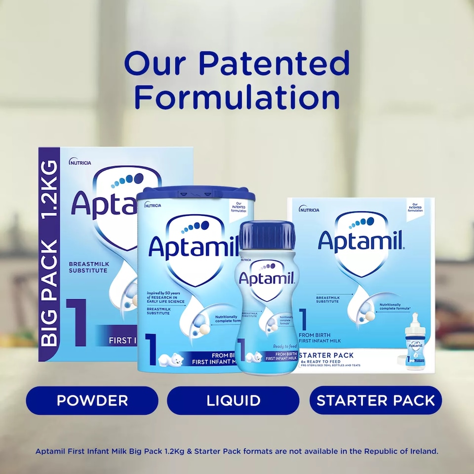 image 1 of Aptamil 1 First Infant Baby Milk Formula Liquid Ready to Feed from Birth 1L