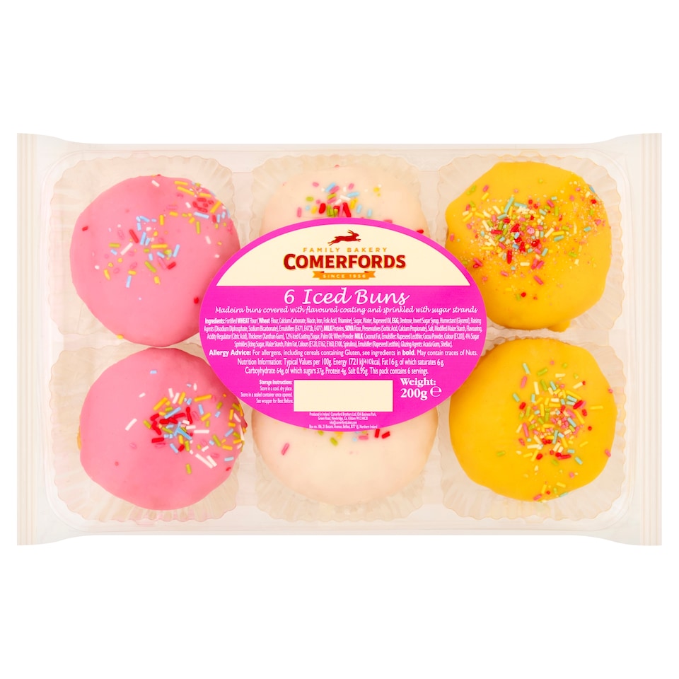 Comerfords 6 Iced Buns 200g