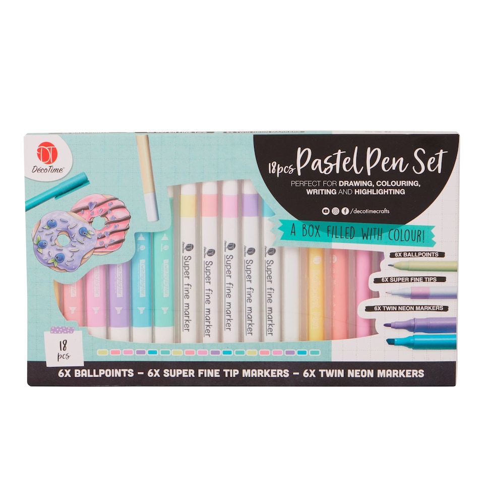 Deco Time 18pc Pastel Pen Set