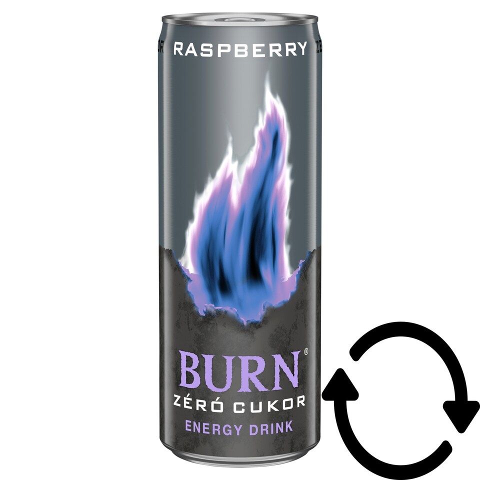 Burn Zéró Cukor szénsavas málna ízű ital koffeinnel és édesítőszerekkel 250 ml