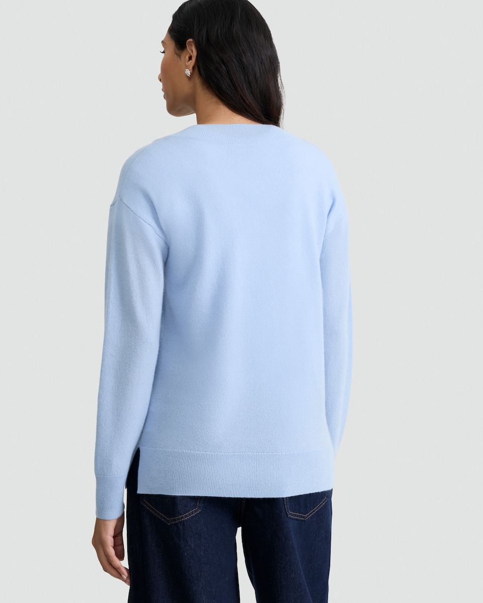 image 1 of F&F Premium Pure Cashmere V Neck Jumper in Blue