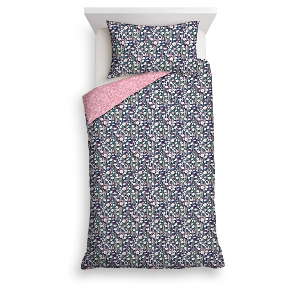 TESCO NAVY DITSY FLORAL DUVET SET SINGLE