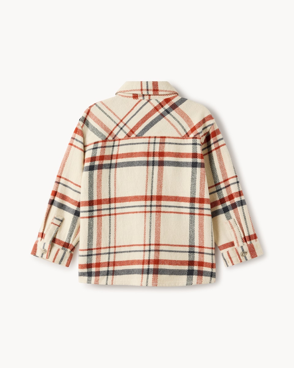 image 1 of F&F Boys Pure Cotton Checked Shirt in Cream