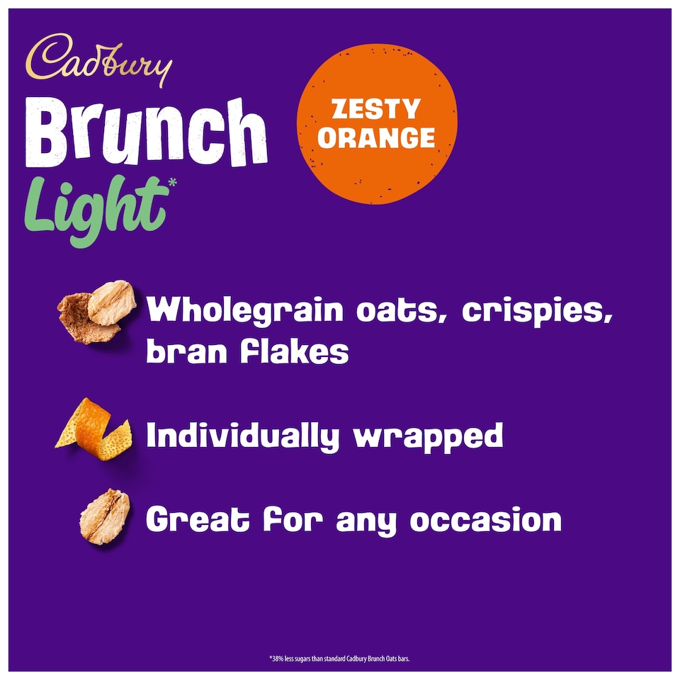 image 1 of Cadbury Brunch Light Orange Wholegrain Cereal Bars 4 x 26g