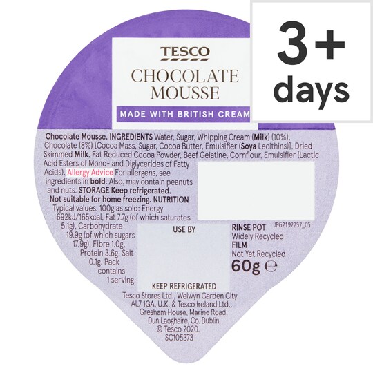 Tesco Chocolate Mousse 60G Tesco Groceries